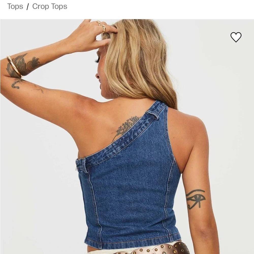 Princess Polly Blue Denim Asymmetrical Tank Top - Picture 4 of 12